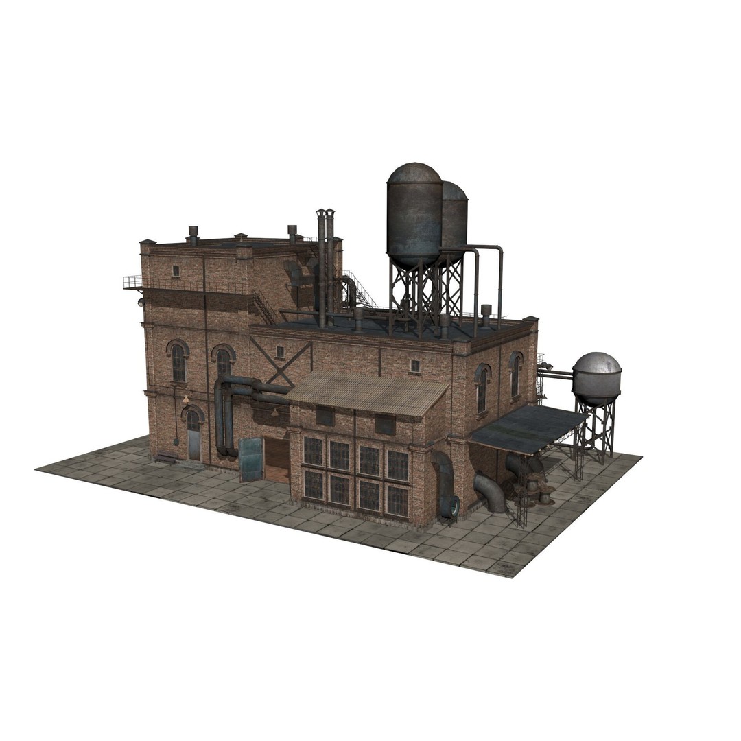 Old Industrial Building 3D Model – Low Poly Game-Ready Asset, FBX - View 8