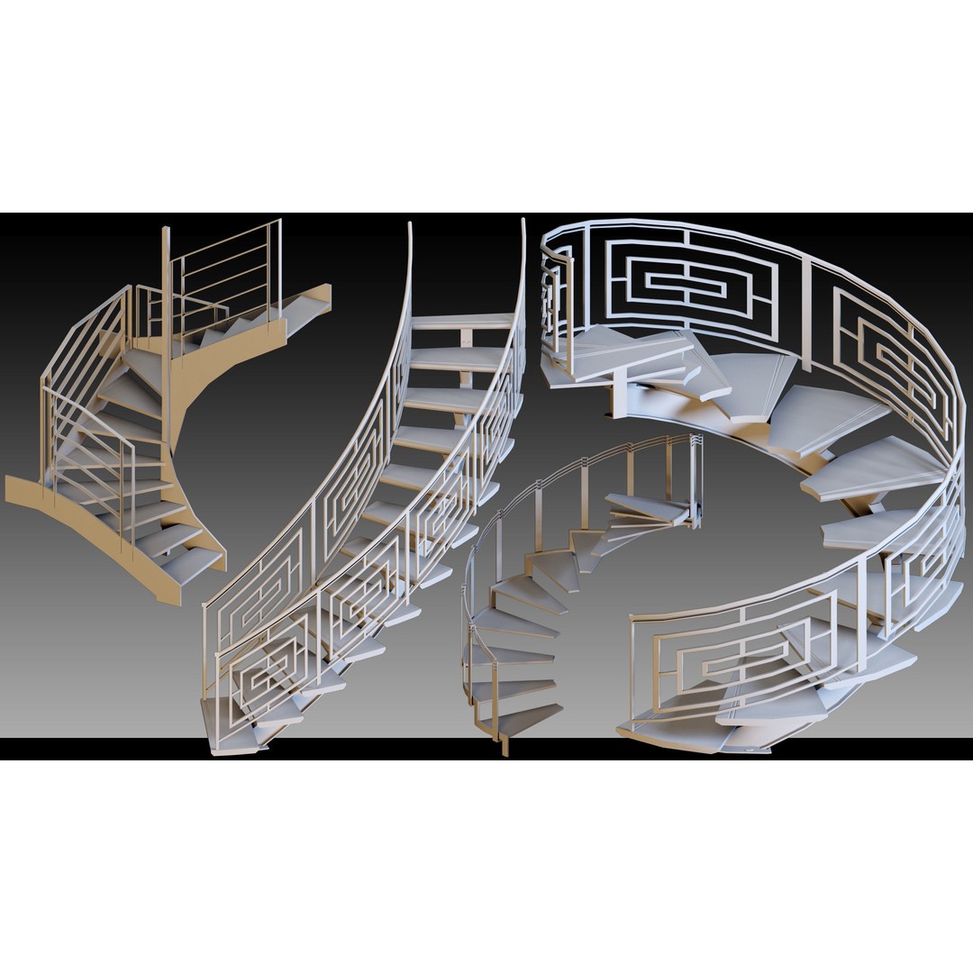 40 Stairs 3D Model – High Detail Kitbash Asset, FBX, OBJ, Max - View 11