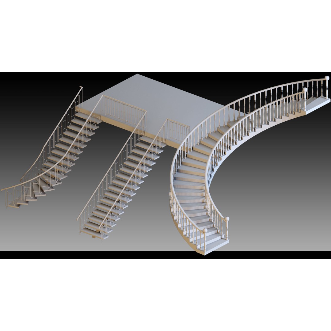 40 Stairs 3D Model – High Detail Kitbash Asset, FBX, OBJ, Max - View 7