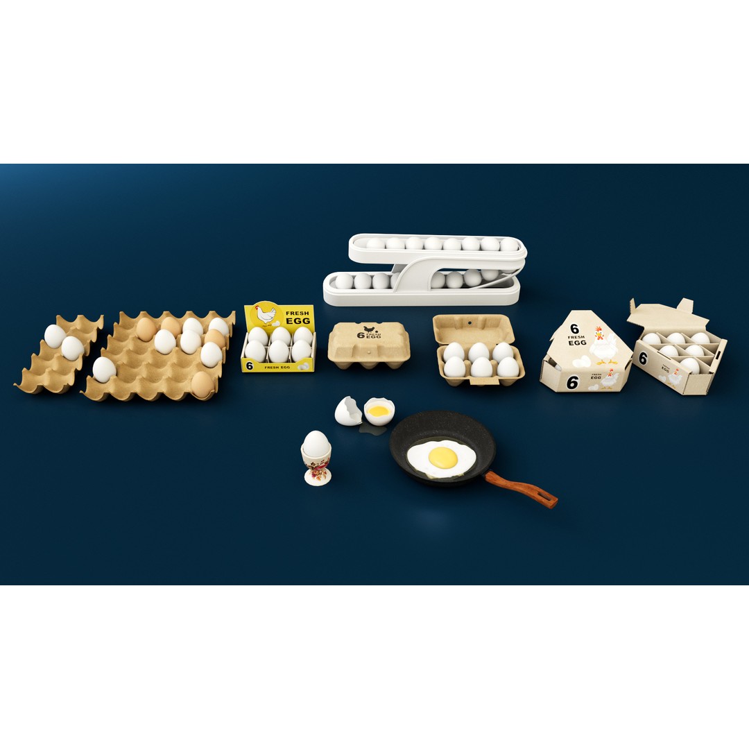 Egg Carton 3D Model – PBR Textured Game Asset, FBX Format - View 6