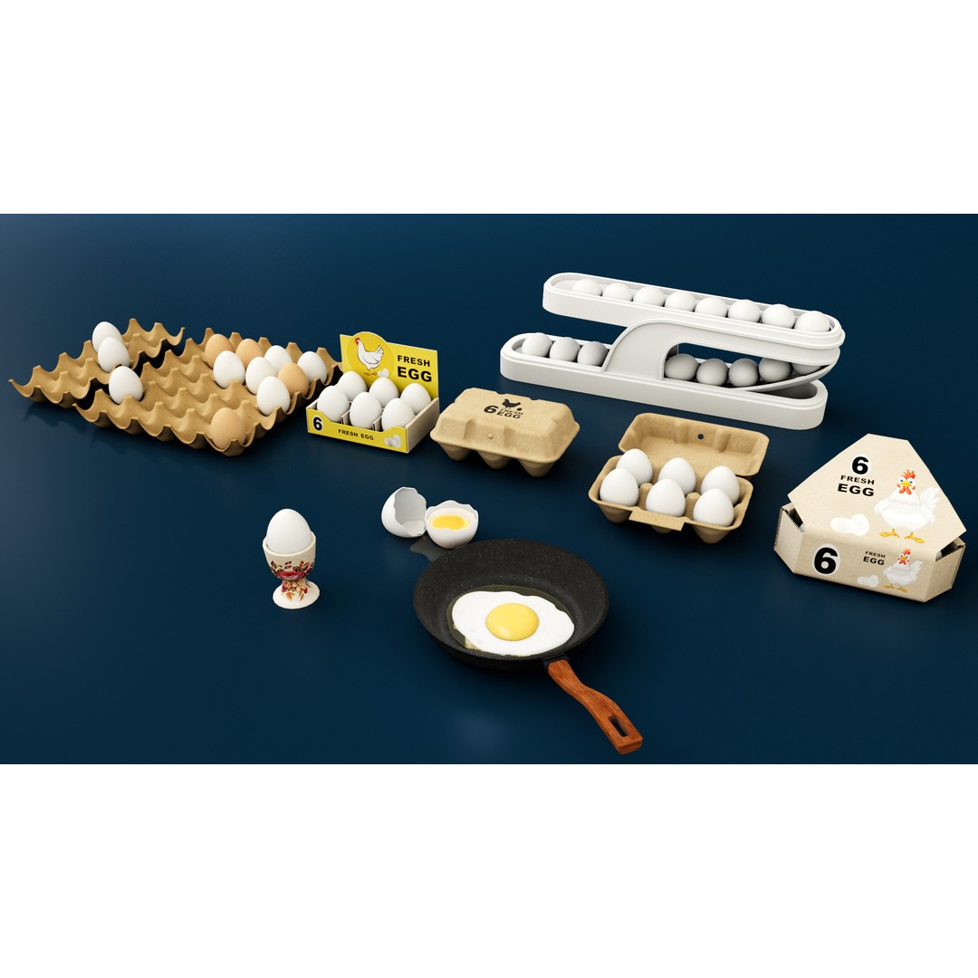 Egg Carton 3D Model – PBR Textured Game Asset, FBX Format - View 7