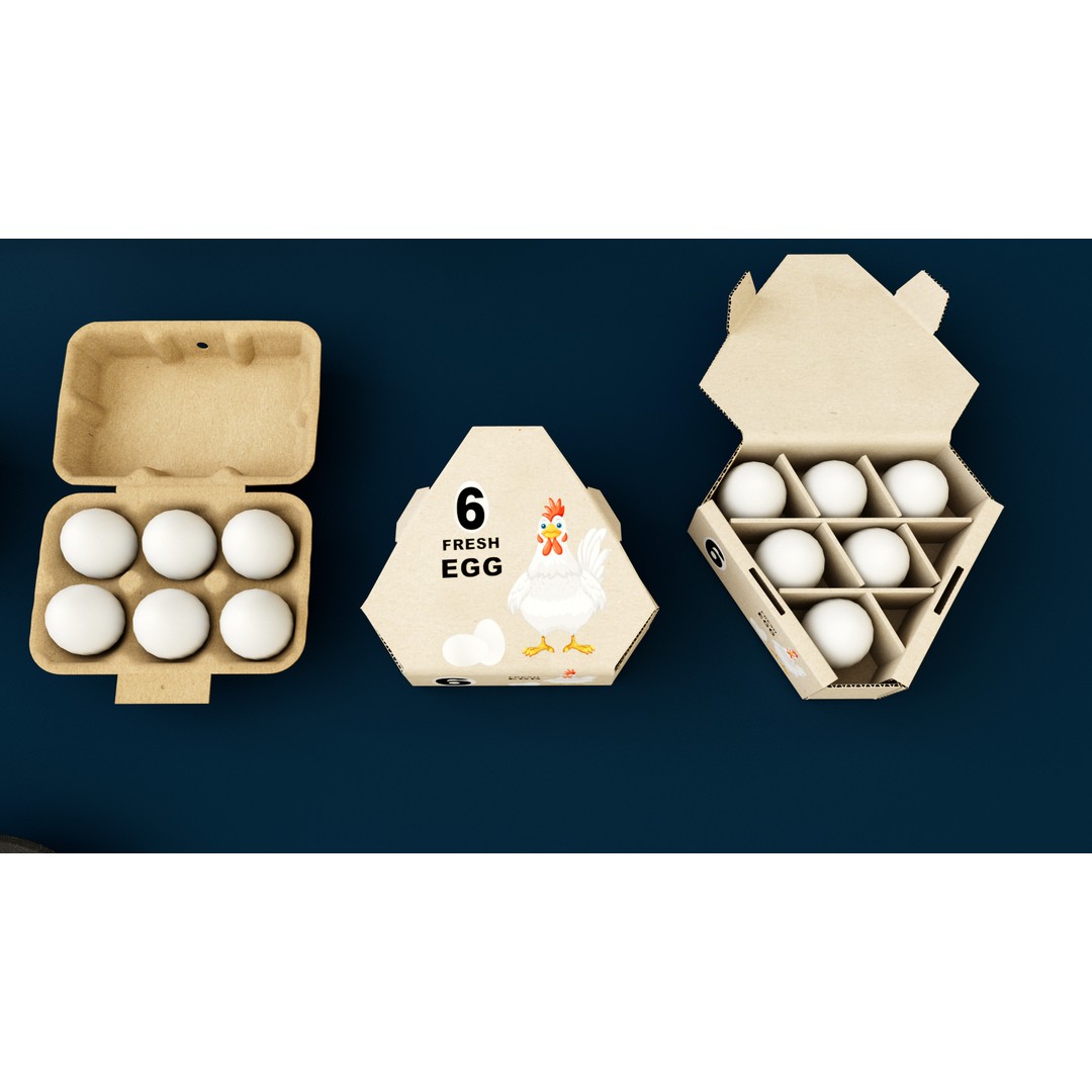Egg Carton 3D Model – PBR Textured Game Asset, FBX Format - View 9