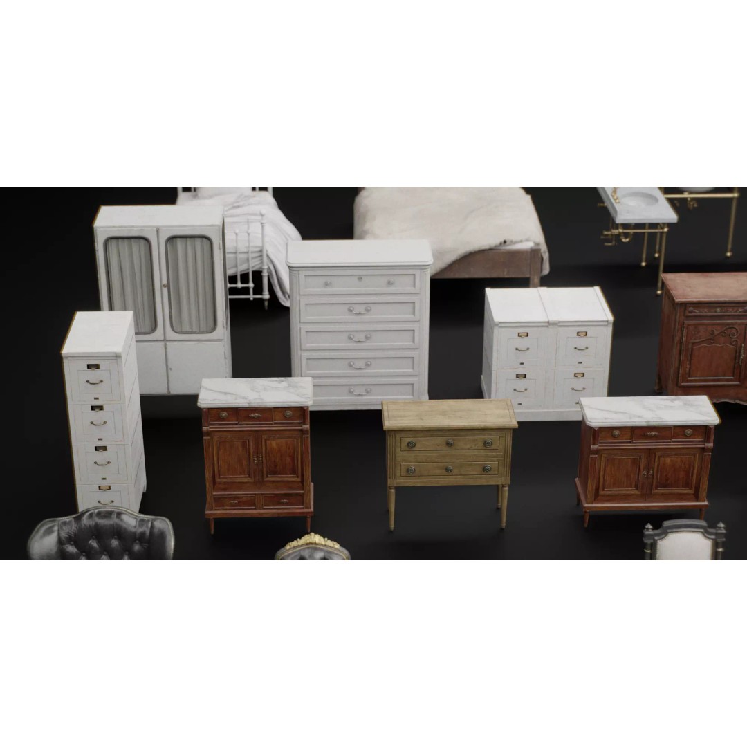 Interior House Assets Pack 3D Model – Low Poly Game-Ready, PBR Textures - View 16