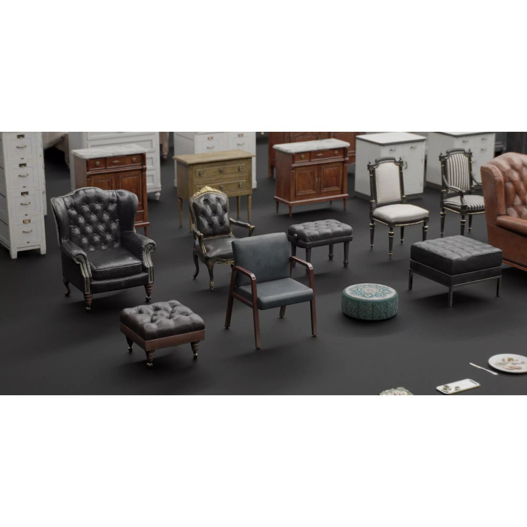 Interior House Assets Pack 3D Model – Low Poly Game-Ready, PBR Textures - View 4