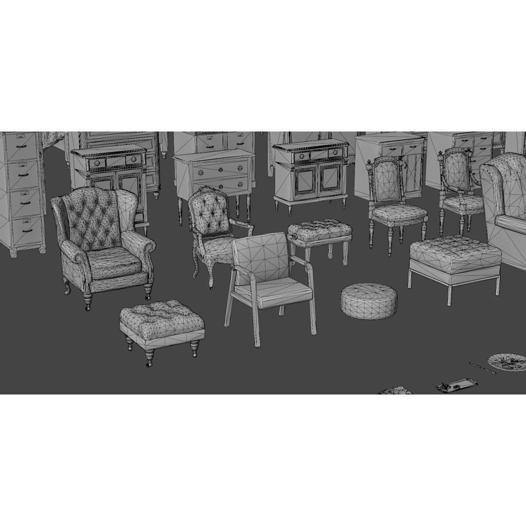 Interior House Assets Pack 3D Model – Low Poly Game-Ready, PBR Textures - View 50