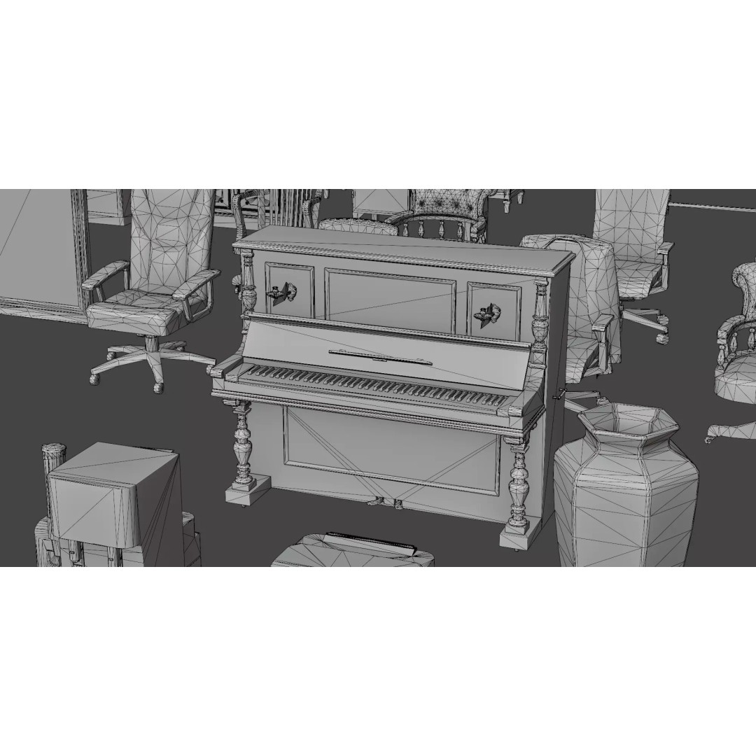 Interior House Assets Pack 3D Model – Low Poly Game-Ready, PBR Textures - View 84