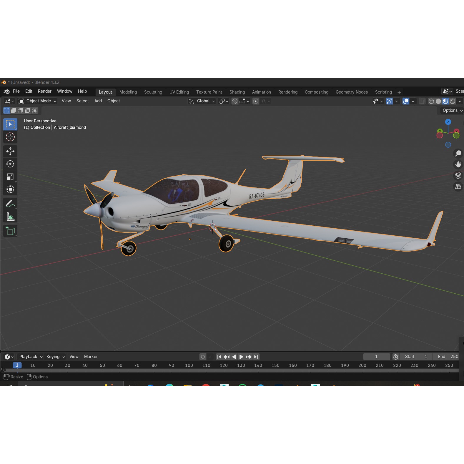 Diamond DA40 - Low-Poly Game-Ready 3D Model