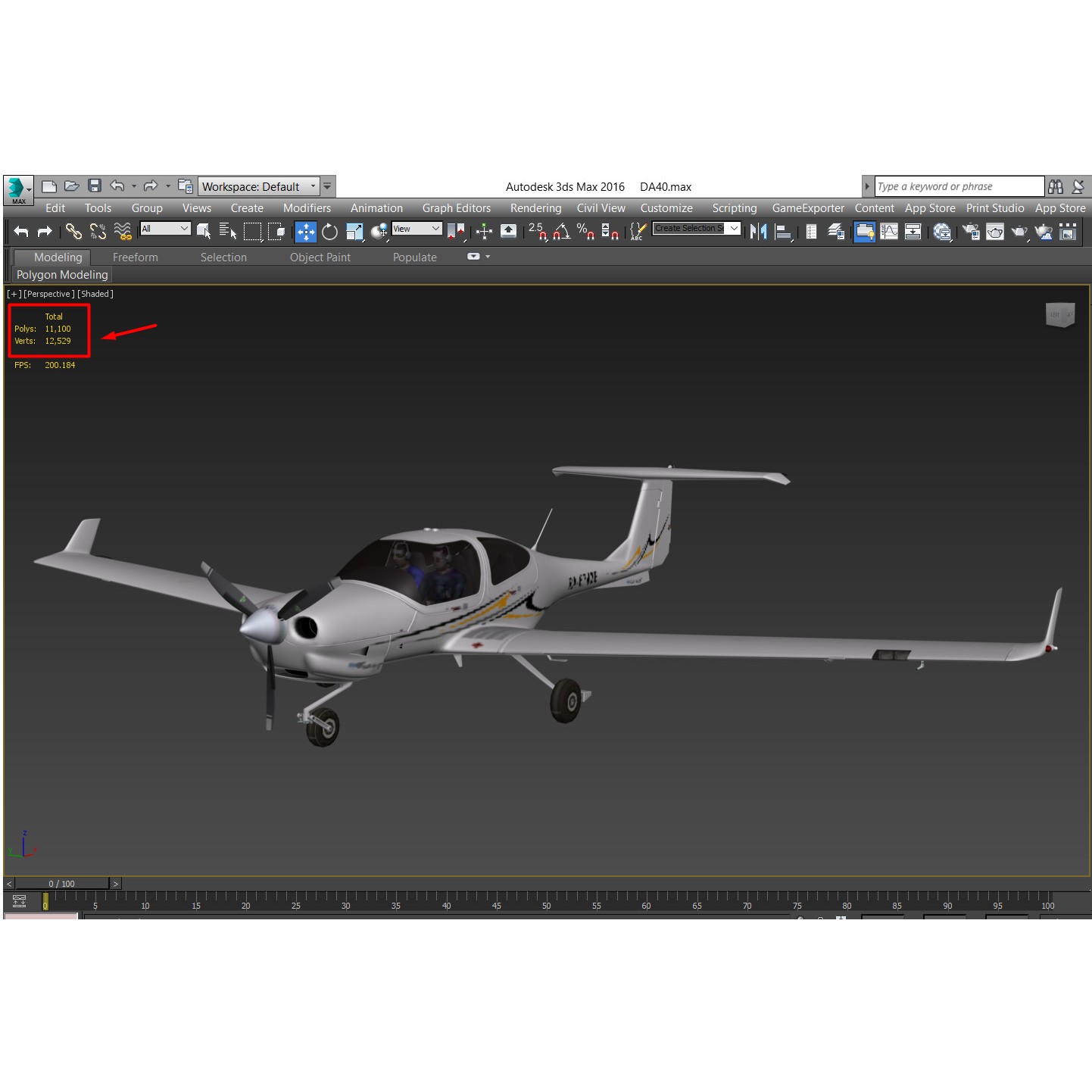 Diamond DA40 - Low-Poly Game-Ready 3D Model - View 11