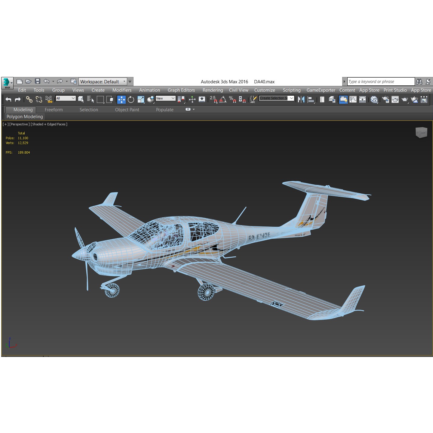Diamond DA40 - Low-Poly Game-Ready 3D Model - View 12