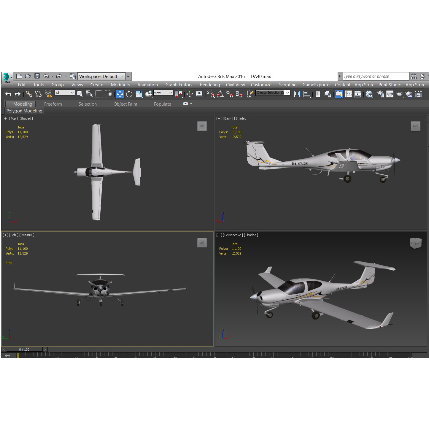 Diamond DA40 - Low-Poly Game-Ready 3D Model - View 13