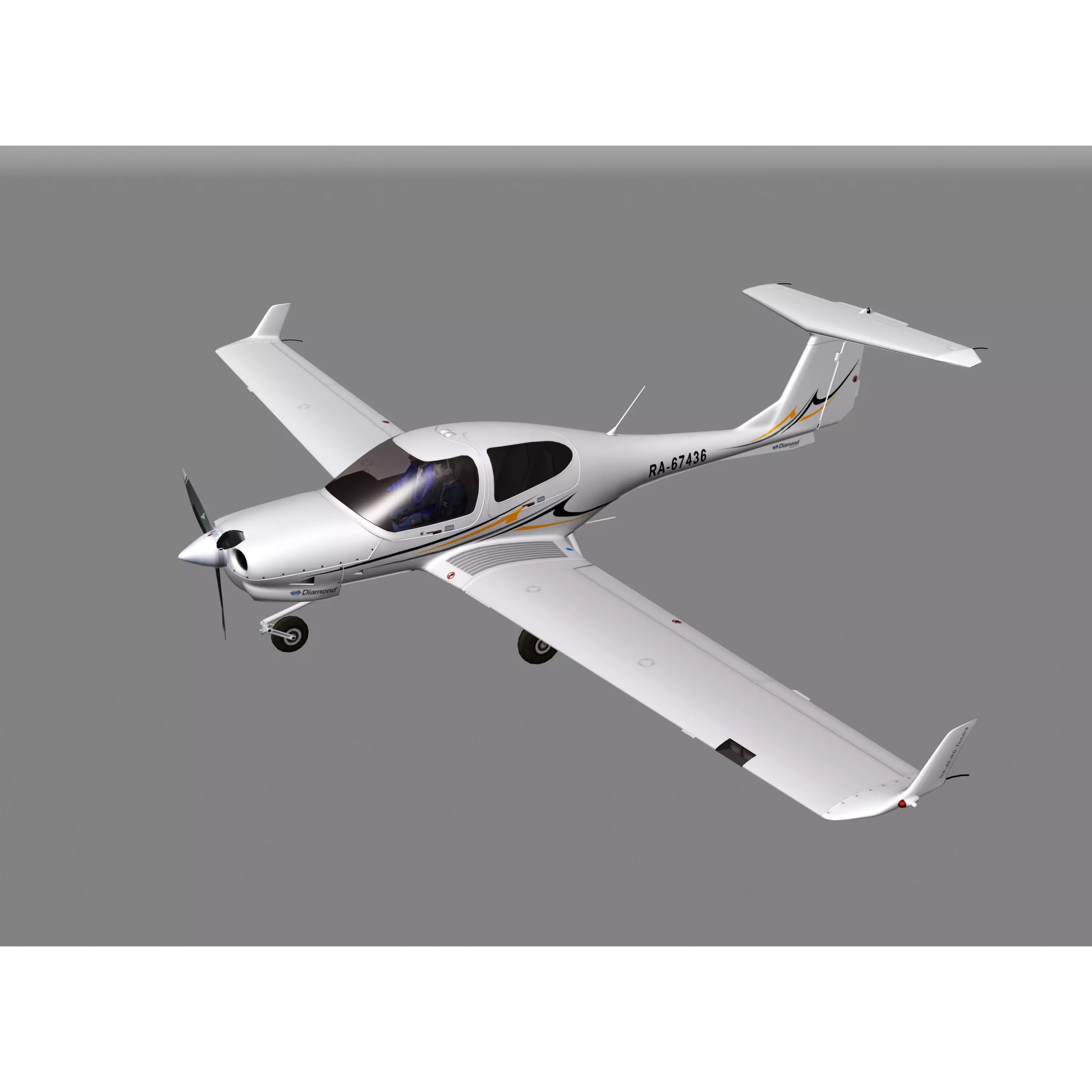 Diamond DA40 - Low-Poly Game-Ready 3D Model - View 2