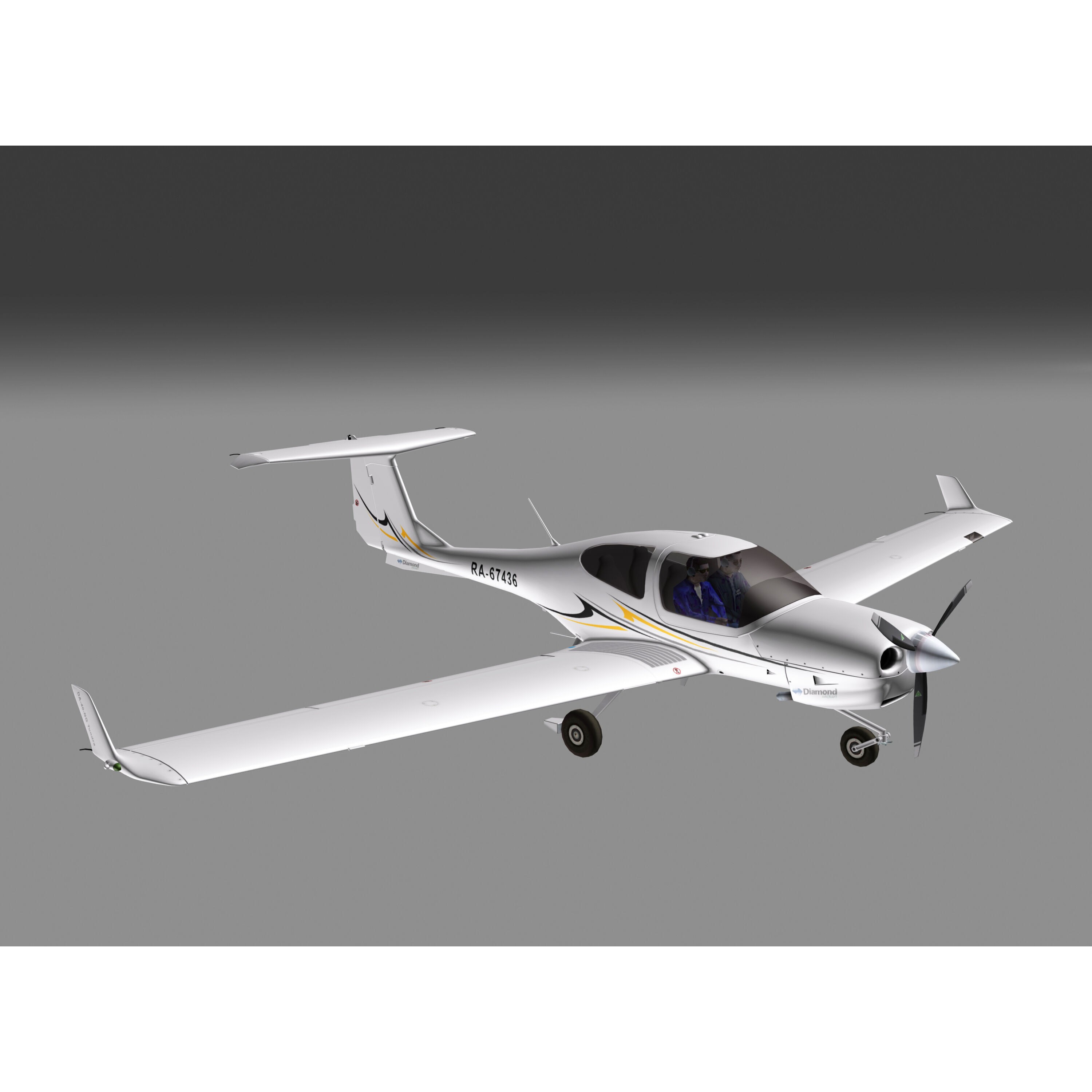 Diamond DA40 - Low-Poly Game-Ready 3D Model - View 3