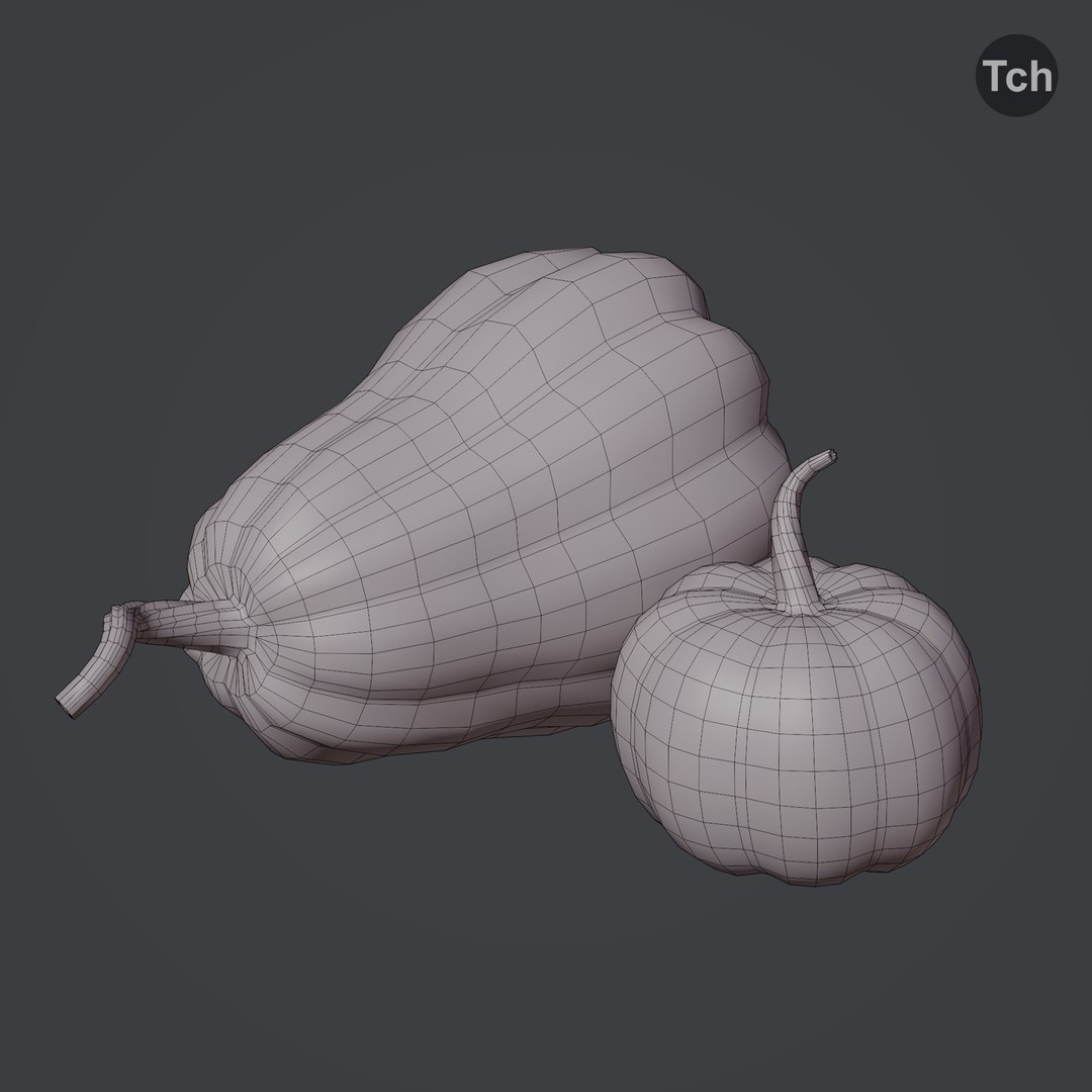 Autumn Pumpkins 3D Model – Low Poly Decorative Asset, FBX, OBJ - View 10