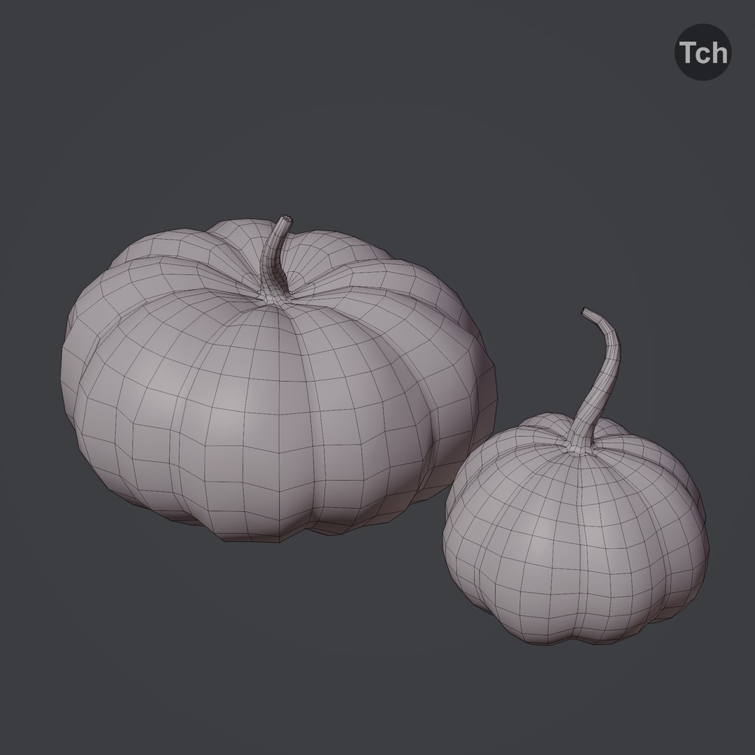 Autumn Pumpkins 3D Model – Low Poly Decorative Asset, FBX, OBJ - View 8