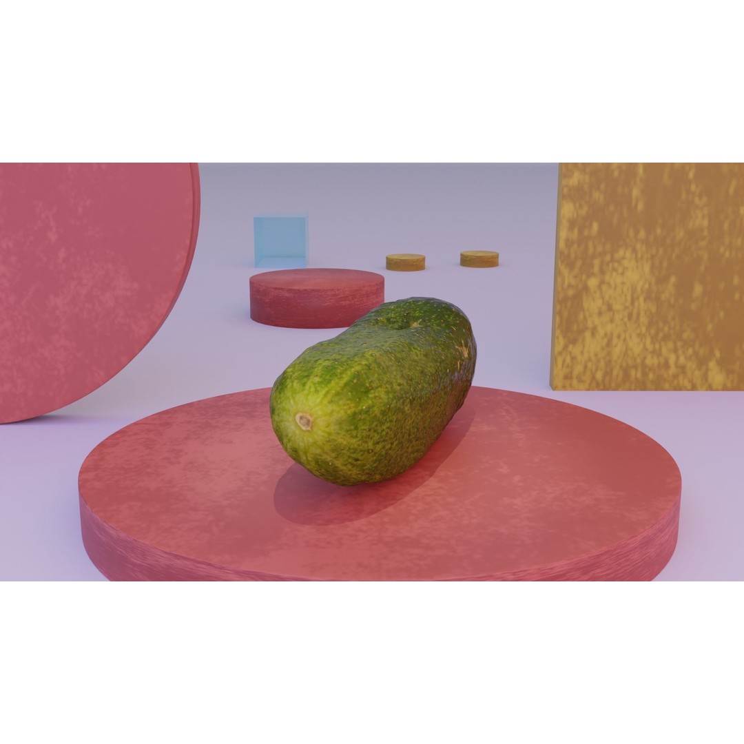 Cucumber 3D Model – Low Poly Photorealistic Vegetable, FBX, OBJ - View 10