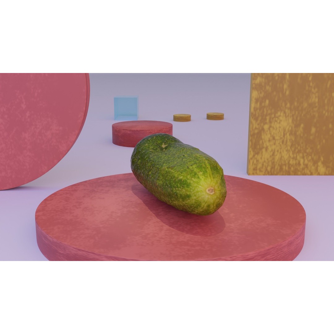 Cucumber 3D Model – Low Poly Photorealistic Vegetable, FBX, OBJ - View 11
