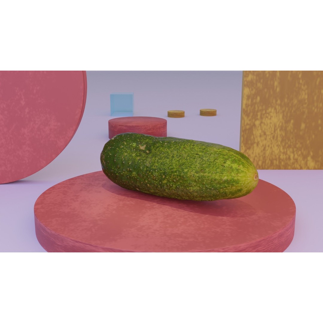 Cucumber 3D Model – Low Poly Photorealistic Vegetable, FBX, OBJ - View 12