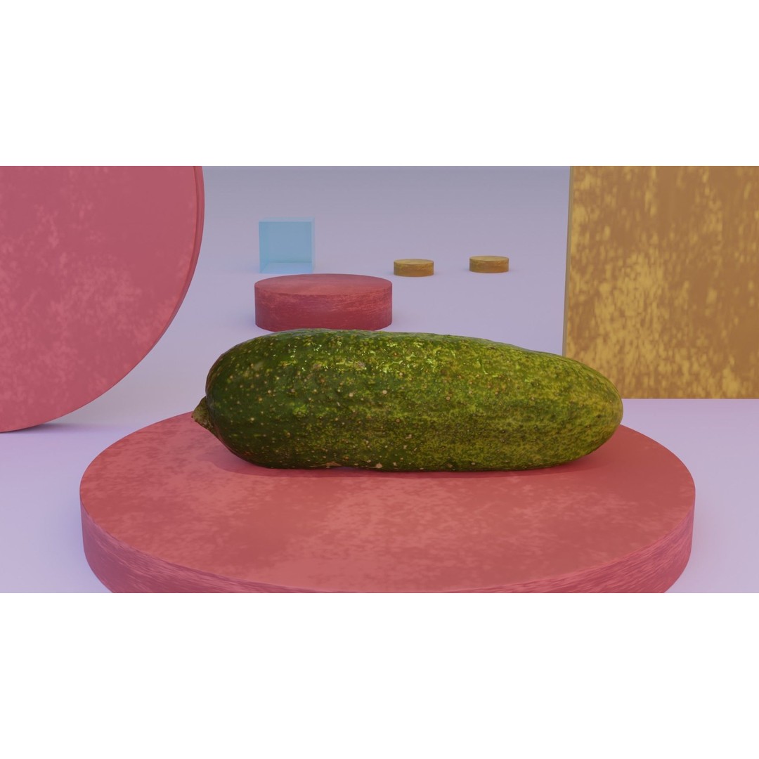 Cucumber 3D Model – Low Poly Photorealistic Vegetable, FBX, OBJ - View 3