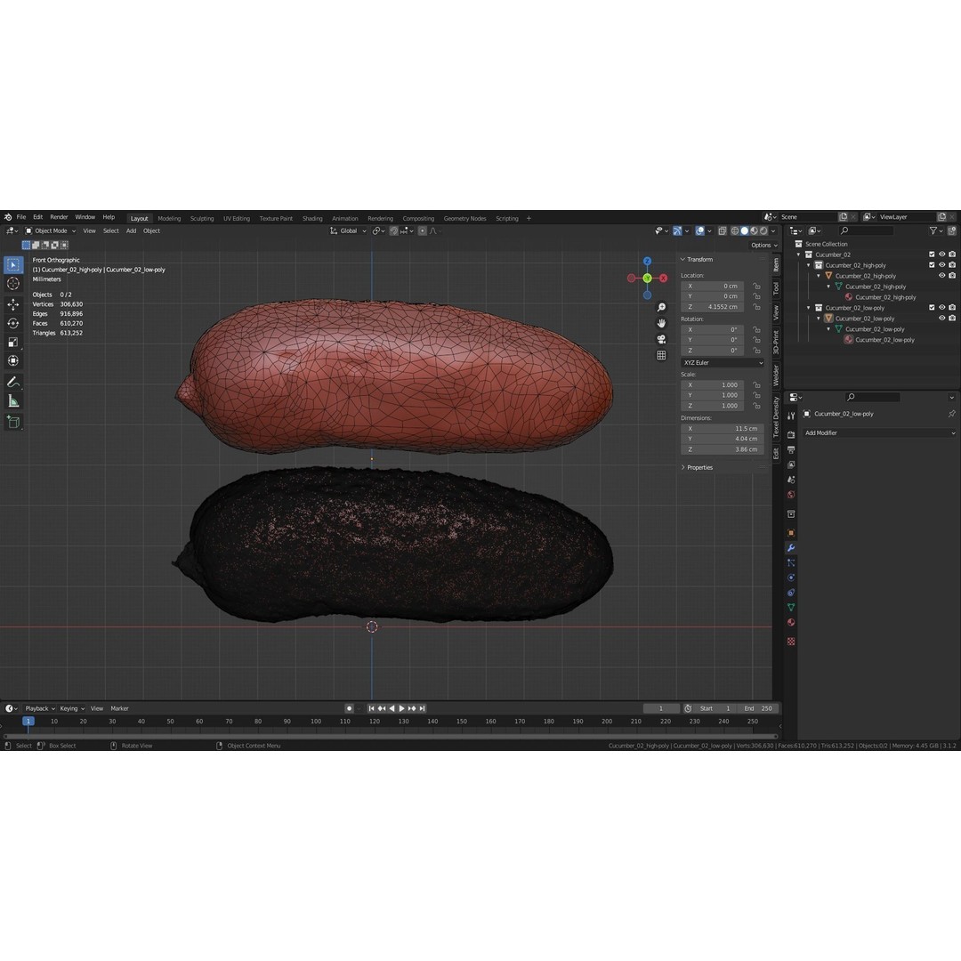 Cucumber 3D Model – Low Poly Photorealistic Vegetable, FBX, OBJ - View 37