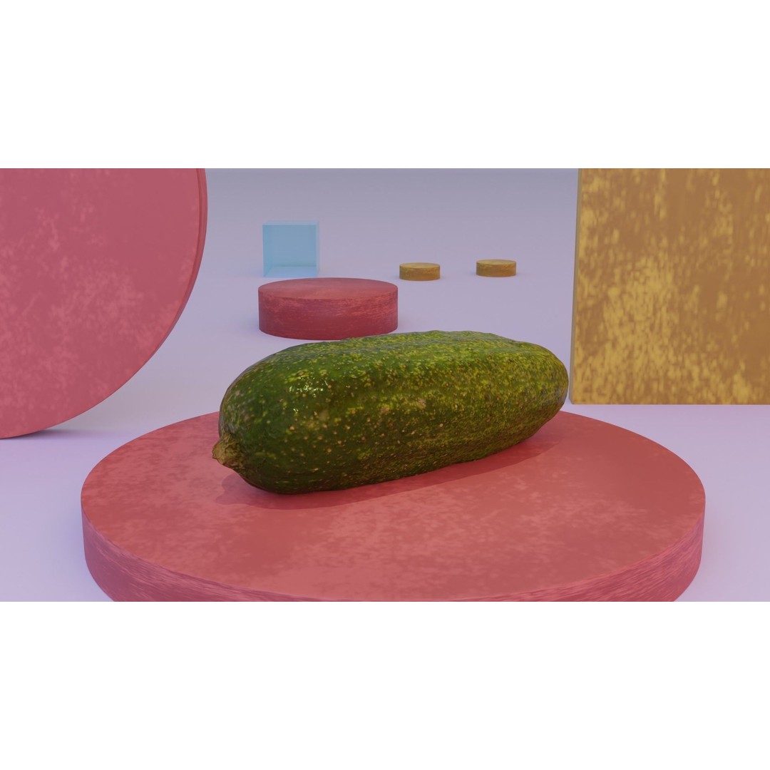 Cucumber 3D Model – Low Poly Photorealistic Vegetable, FBX, OBJ - View 4