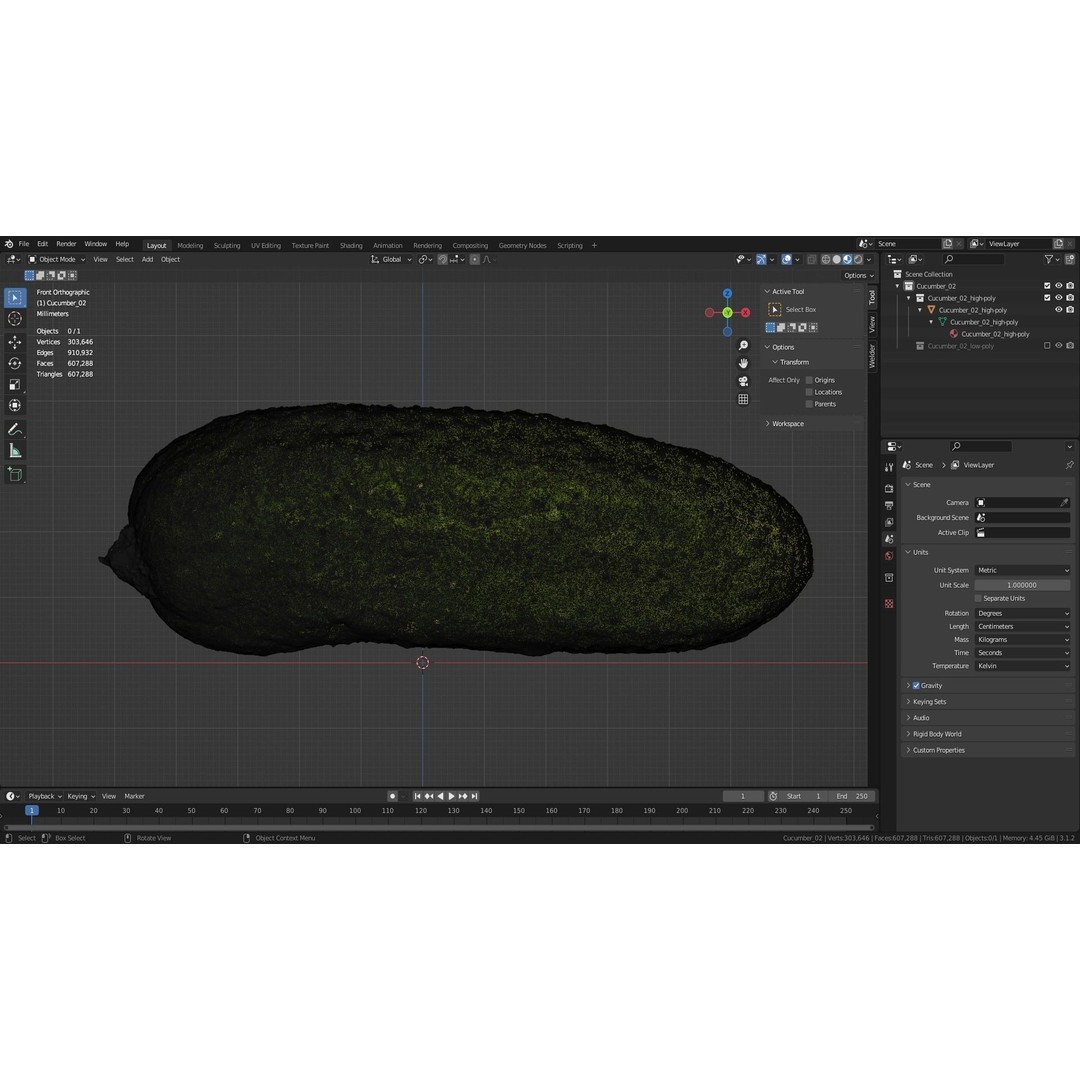 Cucumber 3D Model – Low Poly Photorealistic Vegetable, FBX, OBJ - View 40
