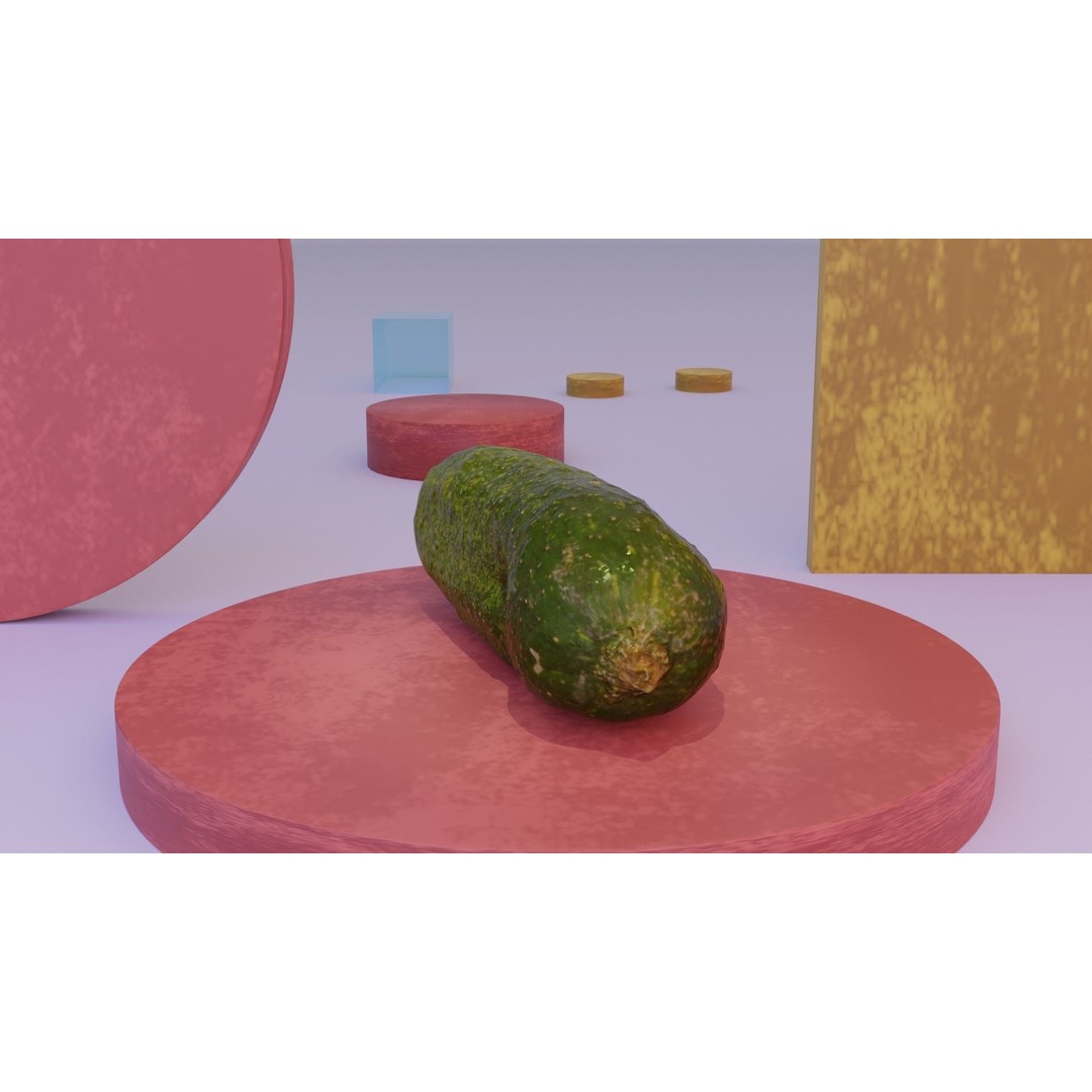 Cucumber 3D Model – Low Poly Photorealistic Vegetable, FBX, OBJ - View 6