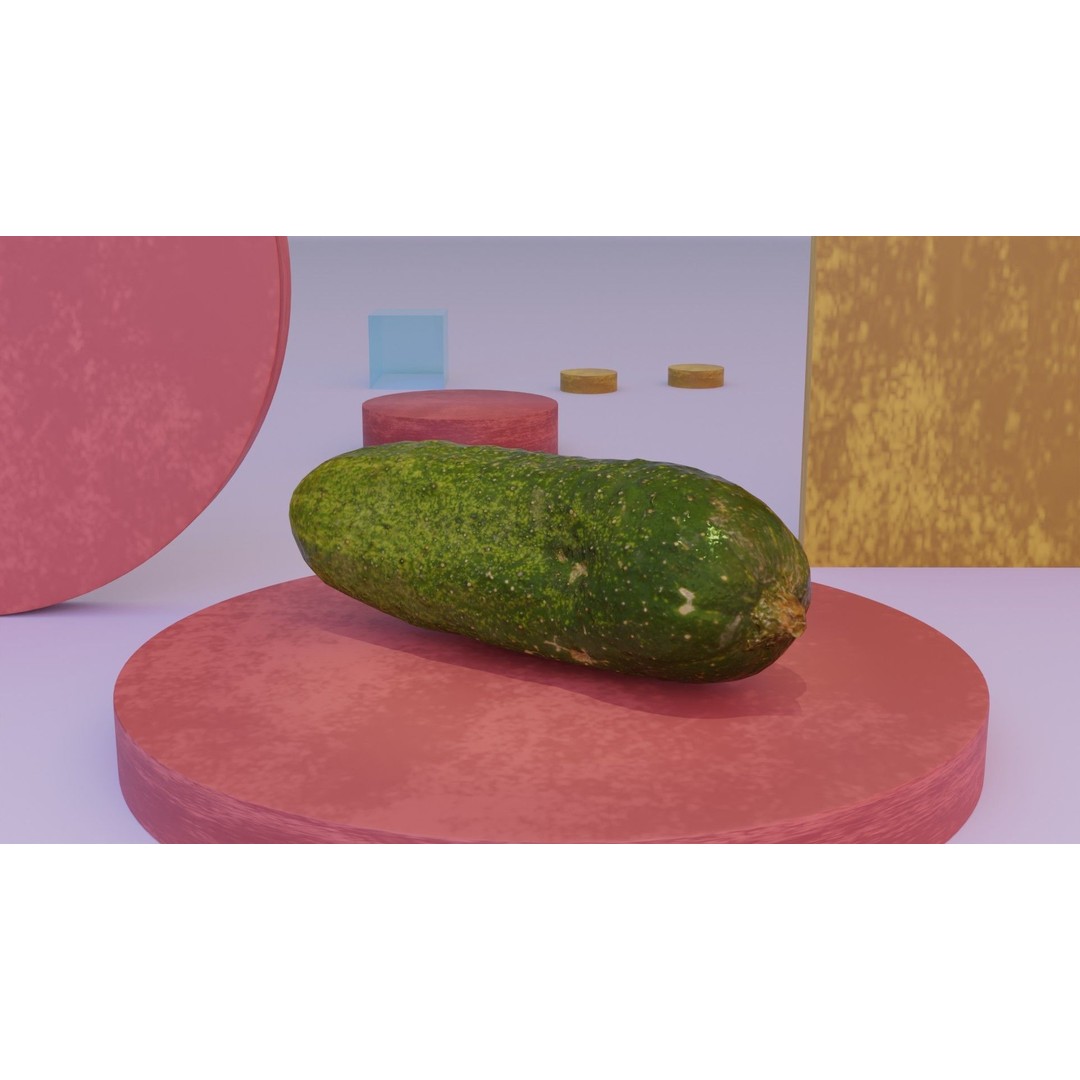 Cucumber 3D Model – Low Poly Photorealistic Vegetable, FBX, OBJ - View 7