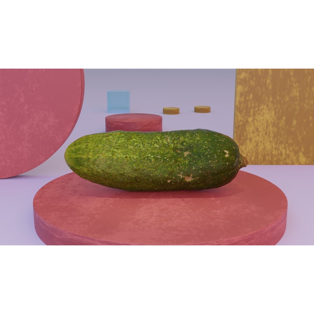 Cucumber 3D Model – Low Poly Photorealistic Vegetable, FBX, OBJ - View 8