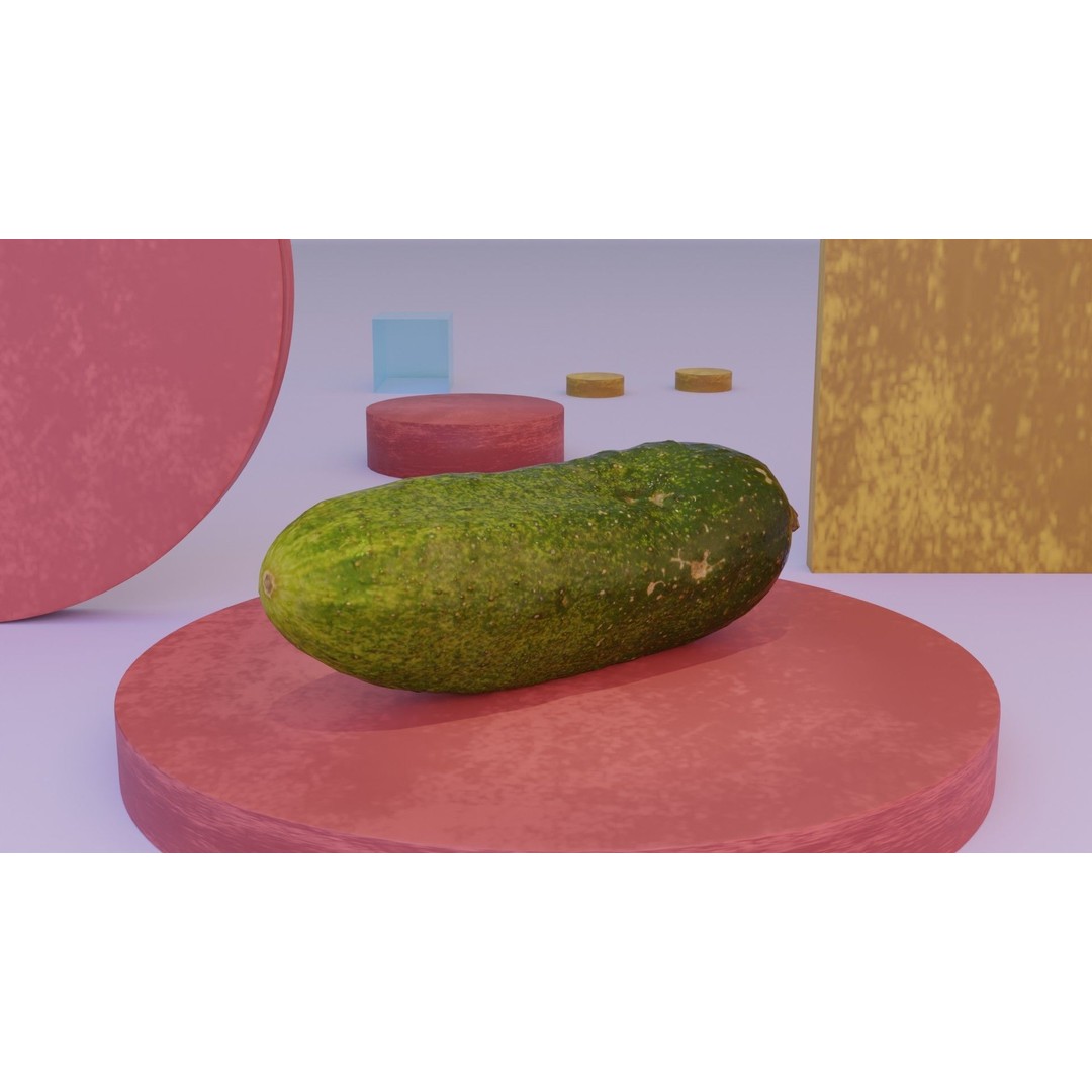 Cucumber 3D Model – Low Poly Photorealistic Vegetable, FBX, OBJ - View 9
