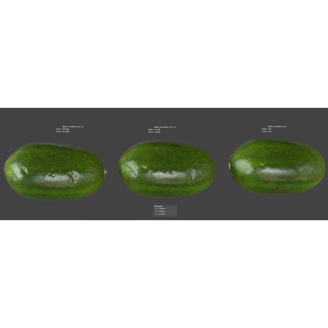 Cucumber 3D Model – Photorealistic PBR Asset for Visualizations - View 7