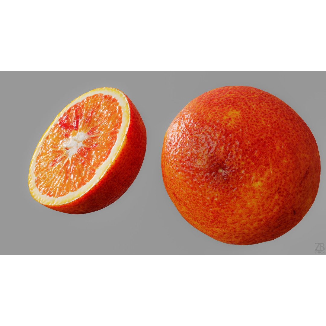 Blood Orange 3D Model – Photorealistic Citrus Asset, FBX & OBJ