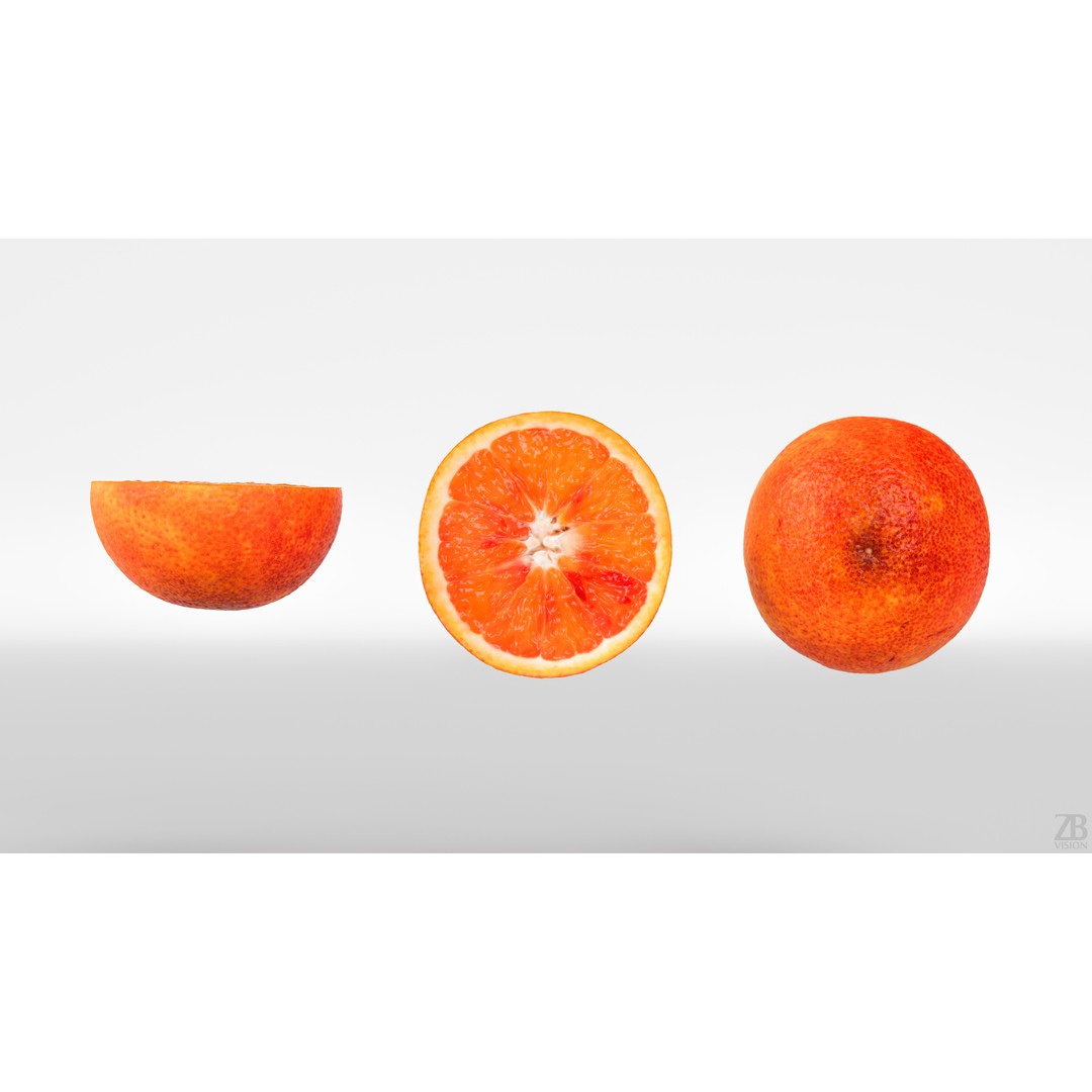 Blood Orange 3D Model – Photorealistic Citrus Asset, FBX & OBJ - View 6
