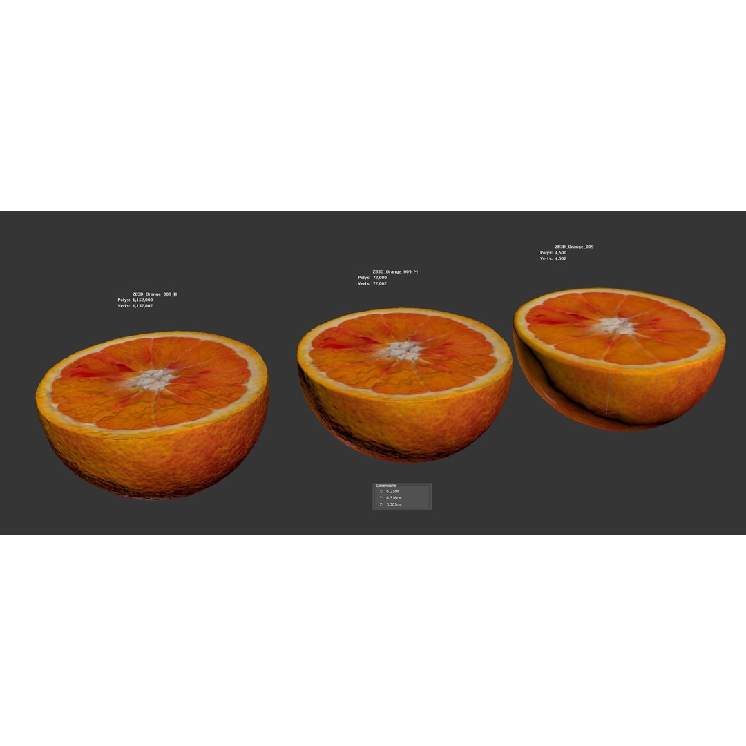 Blood Orange 3D Model – Photorealistic Citrus Asset, FBX & OBJ - View 7
