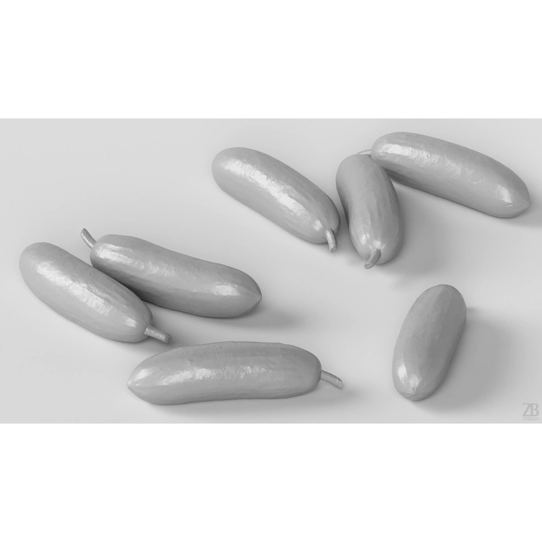 Cucumber 3D Model – Photorealistic Gherkin, PBR Textures, FBX, OBJ - View 5