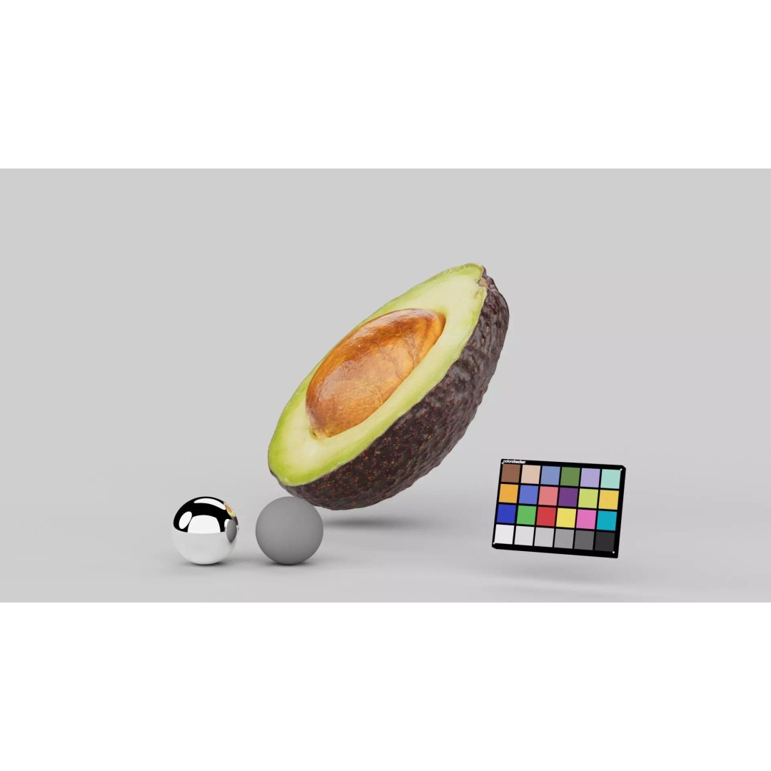Half Cut Avocado 3D Model – Photorealistic PBR Asset, FBX, OBJ - View 2