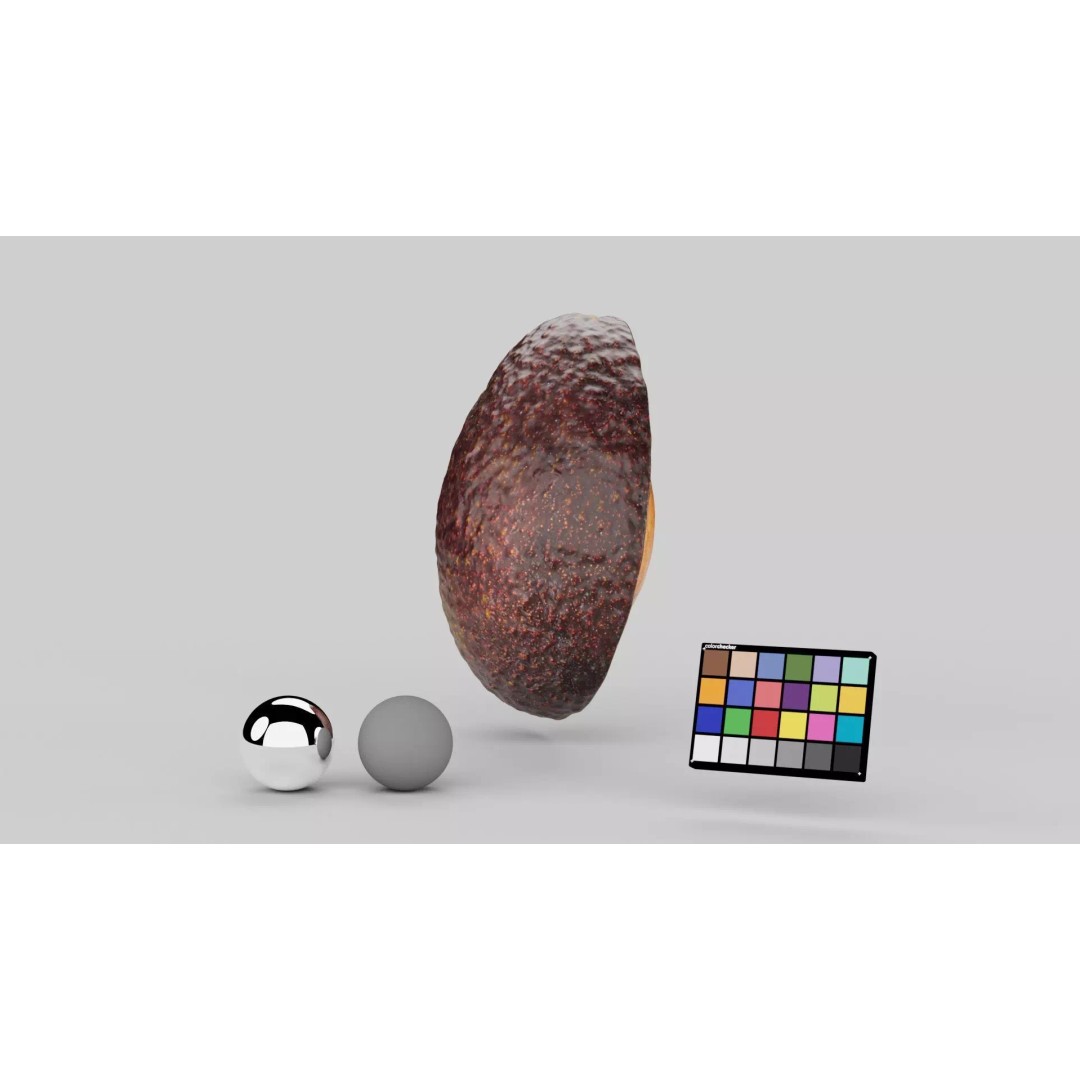 Half Cut Avocado 3D Model – Photorealistic PBR Asset, FBX, OBJ - View 3