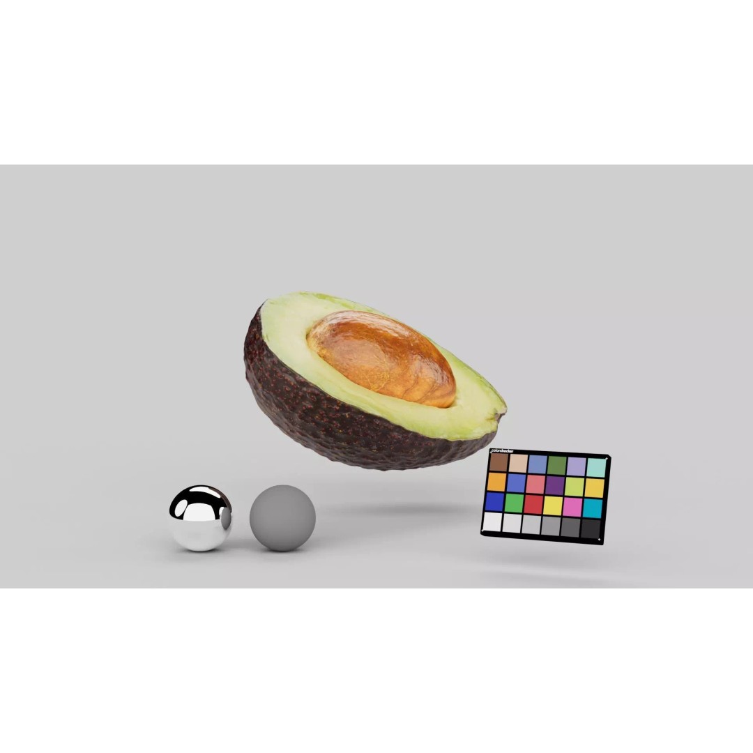 Half Cut Avocado 3D Model – Photorealistic PBR Asset, FBX, OBJ - View 4
