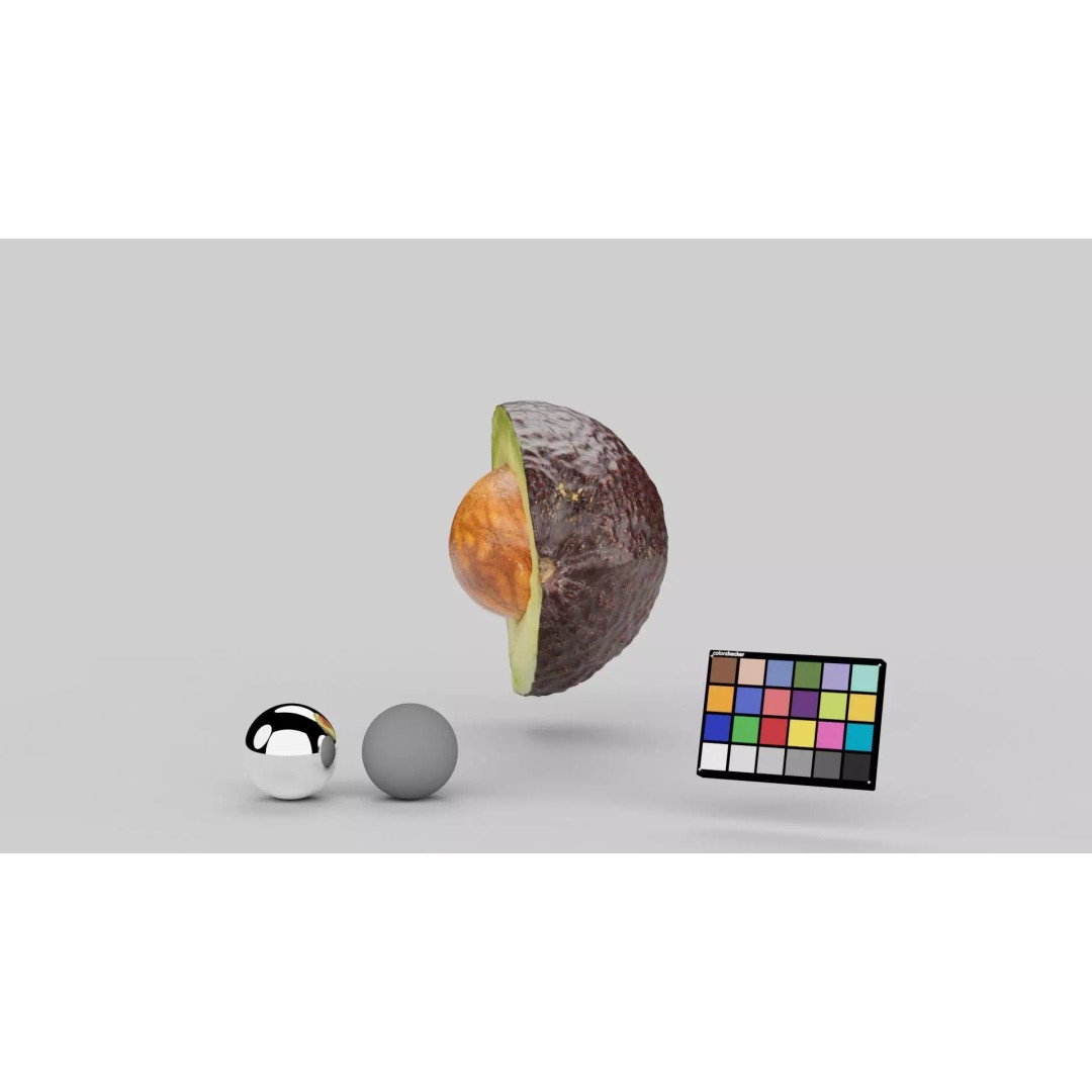 Half Cut Avocado 3D Model – Photorealistic PBR Asset, FBX, OBJ - View 5