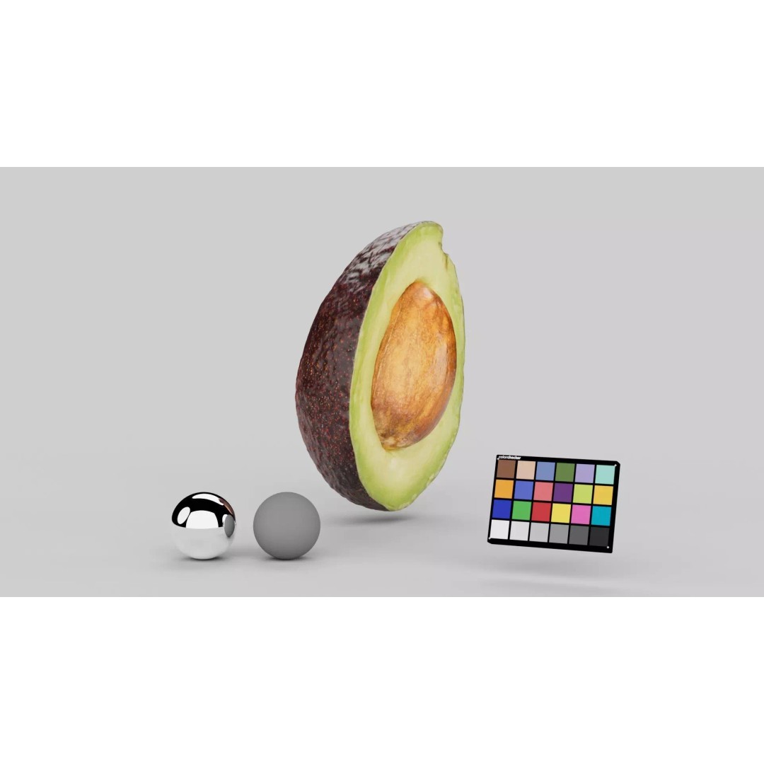 Half Cut Avocado 3D Model – Photorealistic PBR Asset, FBX, OBJ - View 6