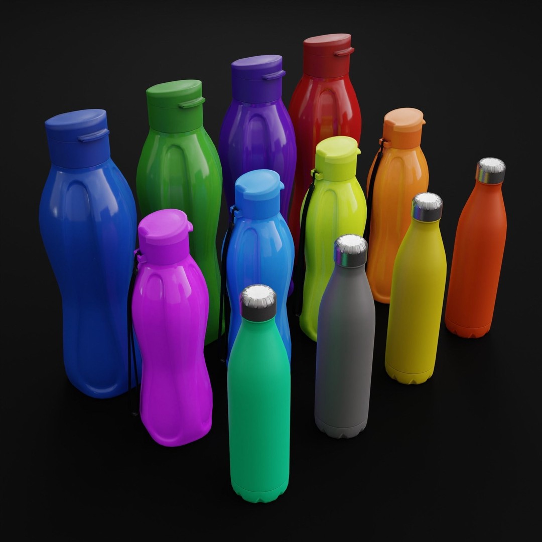 Household Bottles 3D Model – Low Poly Game Asset, Blender & FBX