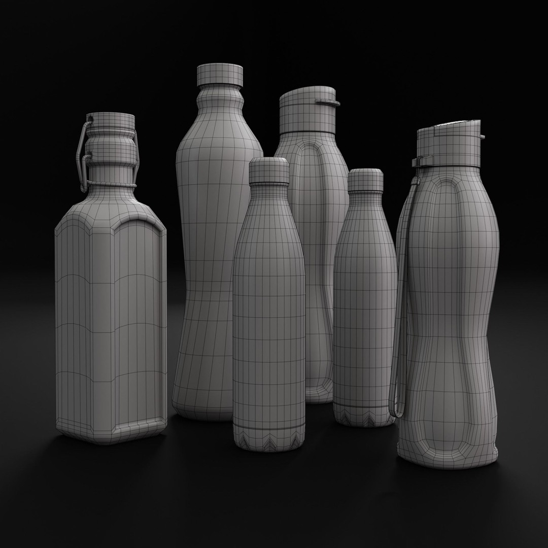 Household Bottles 3D Model – Low Poly Game Asset, Blender & FBX - View 6