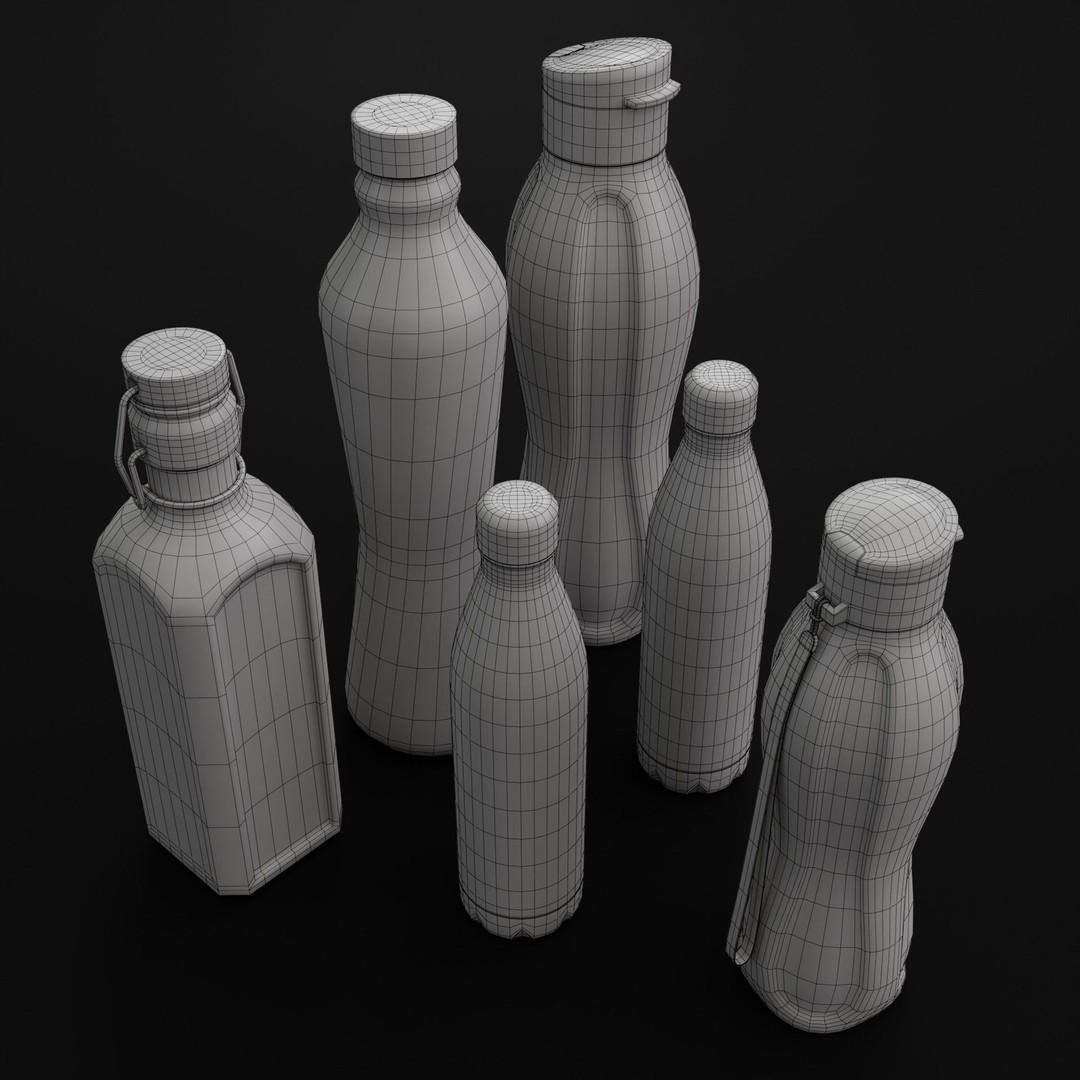 Household Bottles 3D Model – Low Poly Game Asset, Blender & FBX - View 7