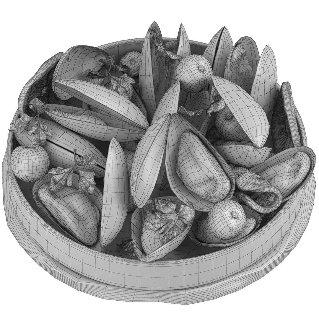 Plate of Mussels 3D Model – High Poly PBR Asset for Games