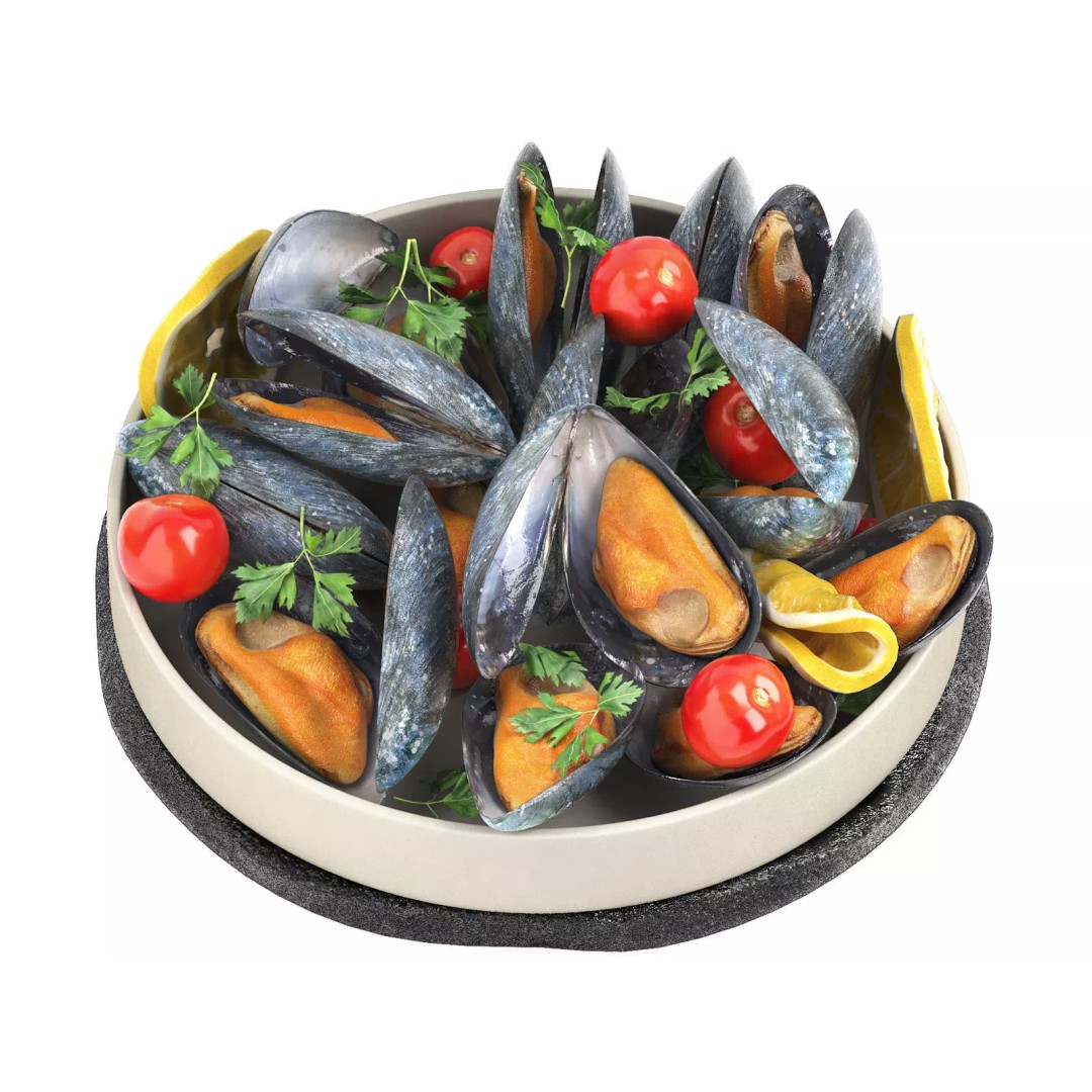Plate of Mussels 3D Model – High Poly PBR Asset for Games - View 2
