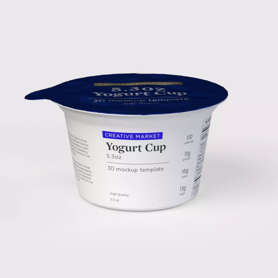 Yogurt Dairy Container Cup 3D Model – Customizable Foil Lid, FBX, Blender - View 2