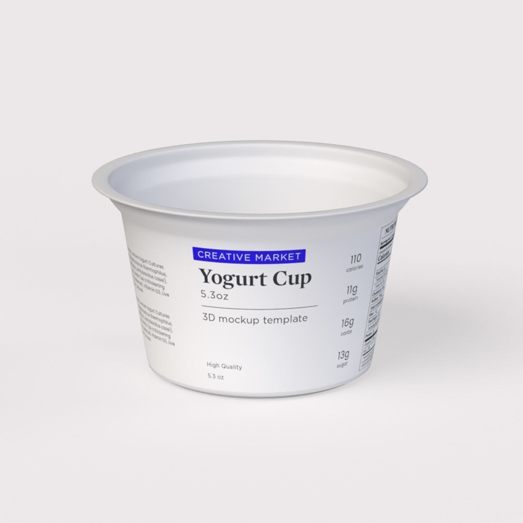 Yogurt Dairy Container Cup 3D Model – Customizable Foil Lid, FBX, Blender - View 3