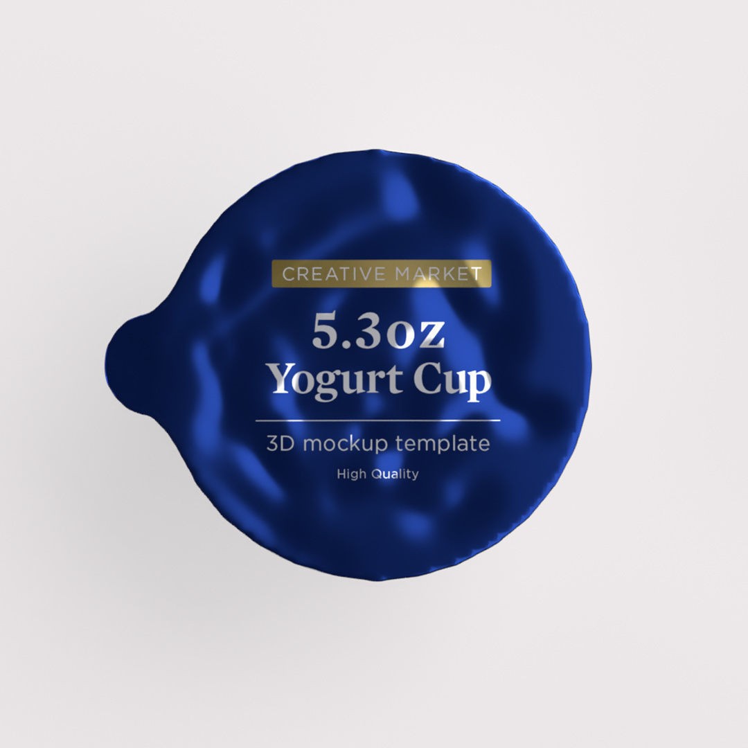 Yogurt Dairy Container Cup 3D Model – Customizable Foil Lid, FBX, Blender - View 4