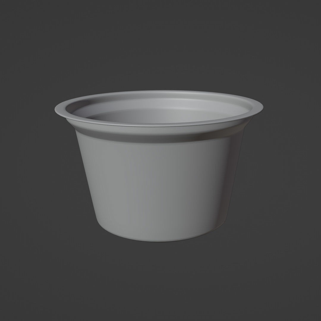 Yogurt Dairy Container Cup 3D Model – Customizable Foil Lid, FBX, Blender - View 6
