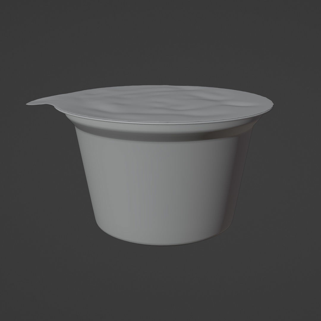 Yogurt Dairy Container Cup 3D Model – Customizable Foil Lid, FBX, Blender - View 7