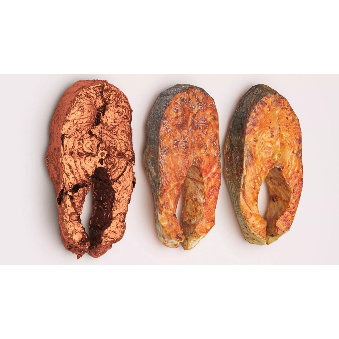 Salmon and Trout Steaks 3D Model – Low Poly PBR Game Asset, FBX - View 10
